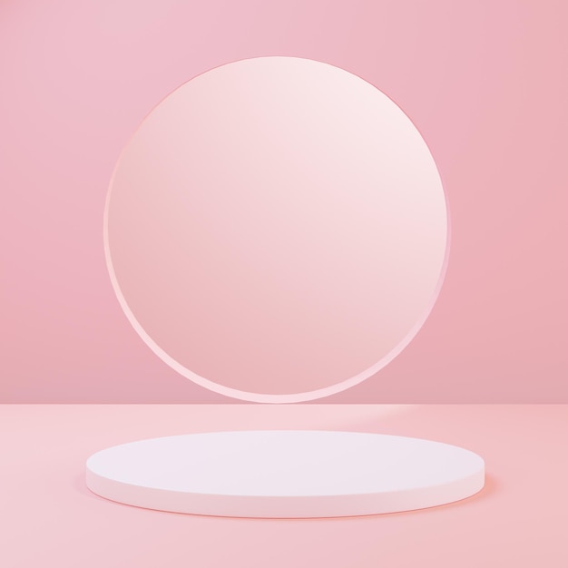 3d render podium product display minimalist pink pastel theme