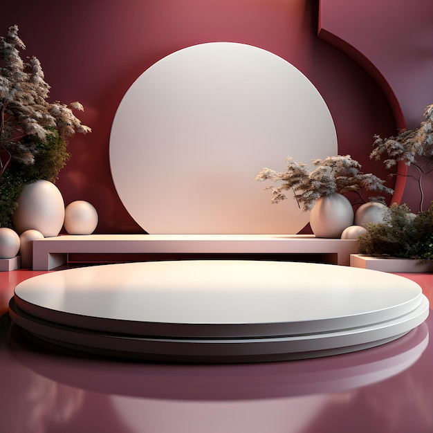 3D render of podium for product presentation in minimal design style AI Generative Illustration