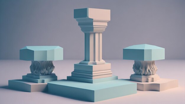 3d render of a podium for products on a soft color background