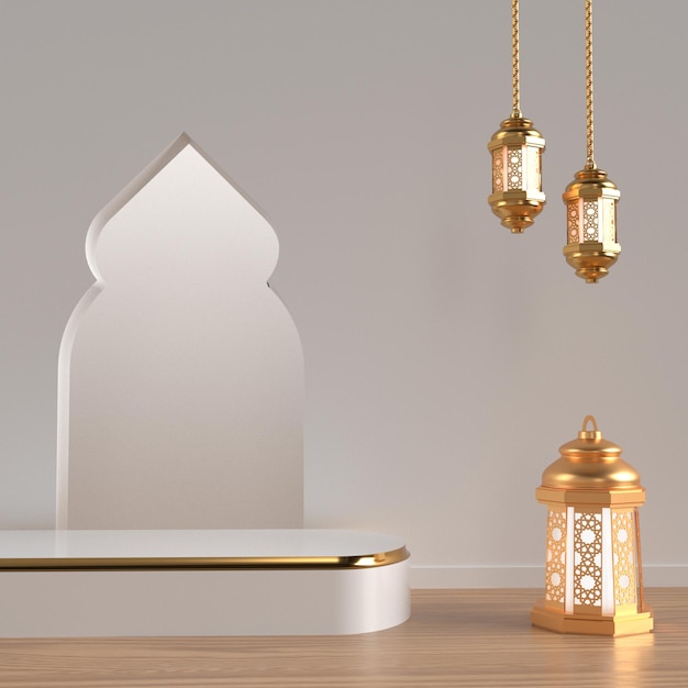 3D render Podium ramadhan sale 2022 for product sale islamic ramadhan