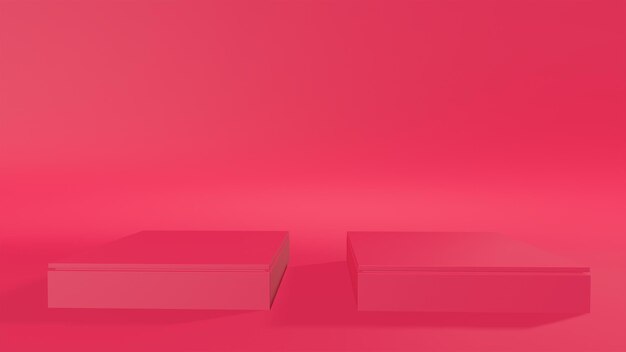 3D Render podiums pastel on pink background