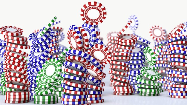 3d render Poker chips falling