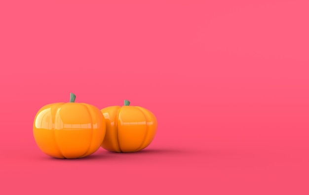 3D render pompoen op roze achtergrond Vakantie decoratie pompoen voor viering halloween evenement