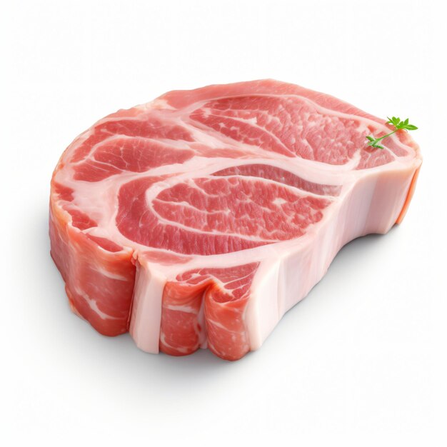 写真 3d レンダリング 豚肉のスライス 孤立した白い背景 生成 ai