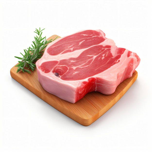 3d render pork slice isolated white background generative AI