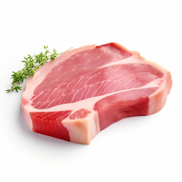 3d render pork slice isolated white background generative AI