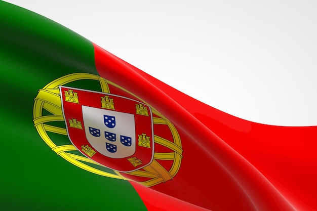 3d render of the Portuguese flag waving.