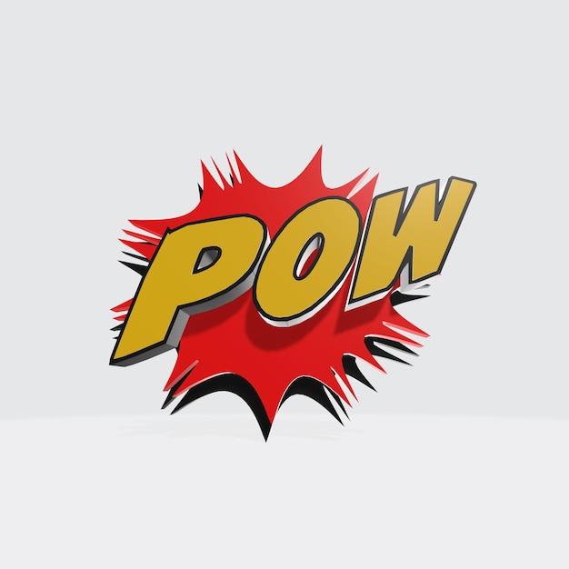 3D render POW on a white background Image