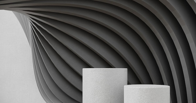 3d render premium podium op abstracte achtergrond met parametrische vorm en kopieerruimte