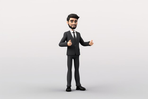 3D render professional businessman stand and thumb up