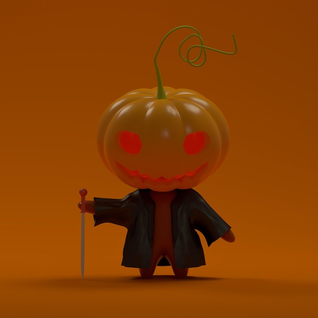 Photo 3d render pumnkin character