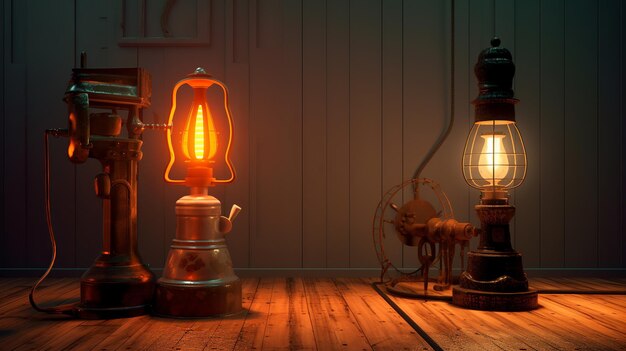 3d render of an pump and a lamp Generative ai