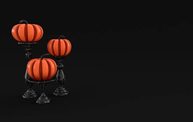 Photo 3d render pumpkin on pedestal background