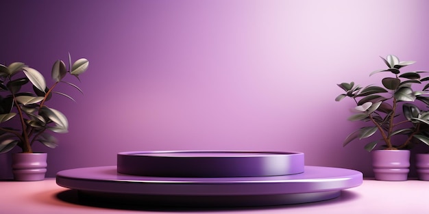 3D-рендер фиолетового подиума для презентации продукта Абстрактный фон