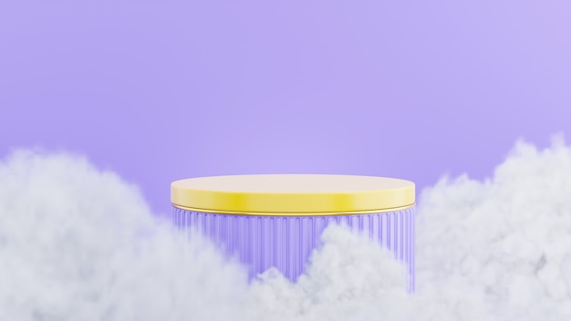 3d render of purple podium with cloud for product display