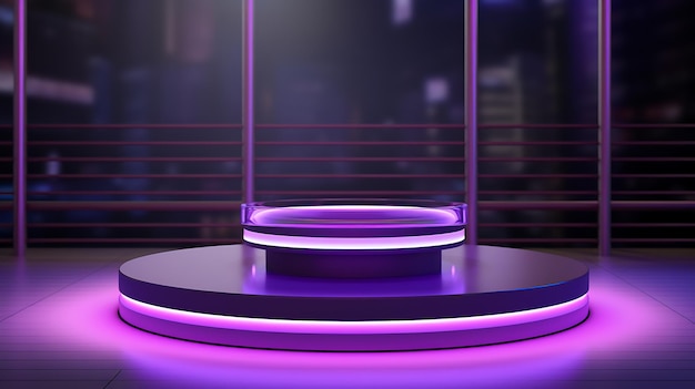 3D render purple podium