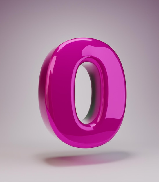 Photo 3d render purple zero number