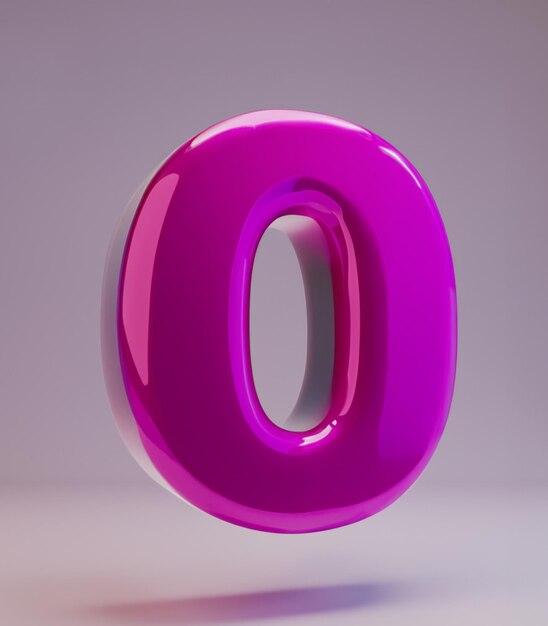 3d render Purple zero number