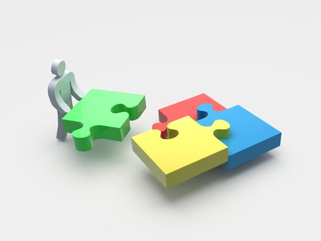 3d render puzzle (clipping path)