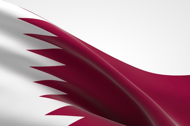 Photo 3d render of the qatari flag waving.