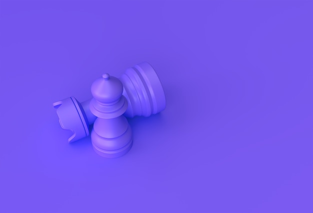 3D Render Realistic Chess isolated on pastel purple background illustration Design.