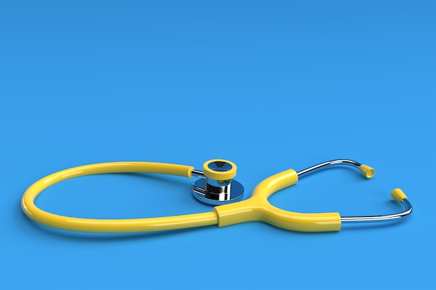 3d Render Realistic Medical Stethoscope on Color Background.