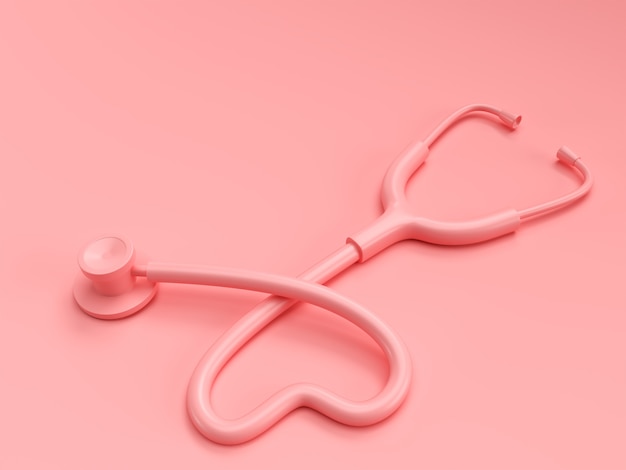 Photo 3d render realistic medical stethoscope on color background.