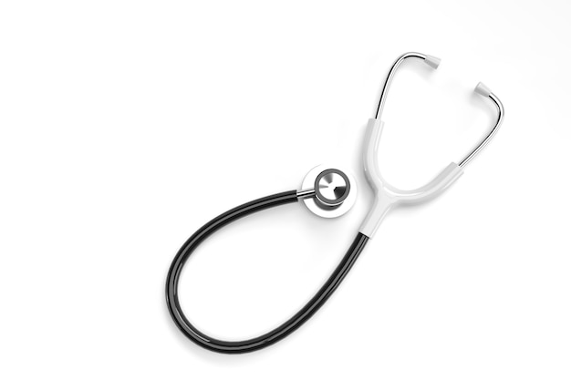 3d Render Realistic Medical Stethoscope on Color Background.