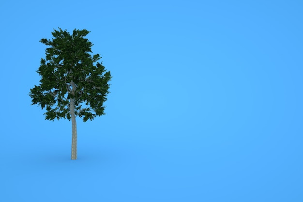 3d rendono realistico l'albero su uno sfondo blu isolato