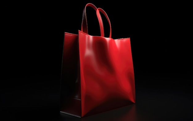 3D визуализация красной сумочки на темном фоне