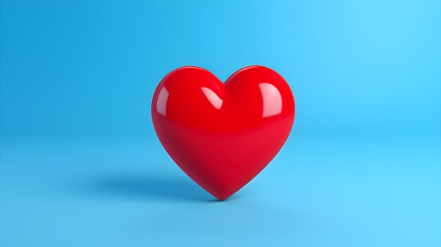 3d render of a red heart on blue background