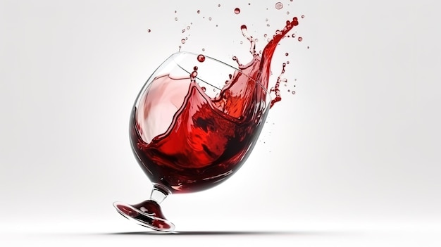 3d render red liquid splash in the shape of wineglass Generative Ai