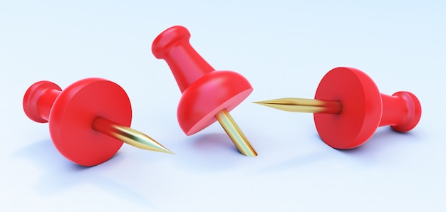 Photo 3d render of red pushpin