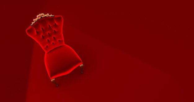 3D render of Red royal chair on a red