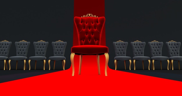 3D render of Red royal chair.