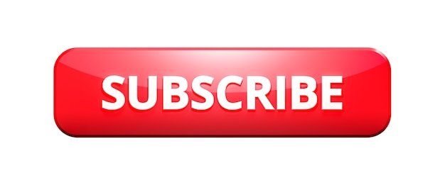 3d render red subscribe button on white background