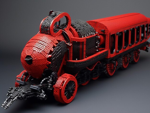 3d Render red train