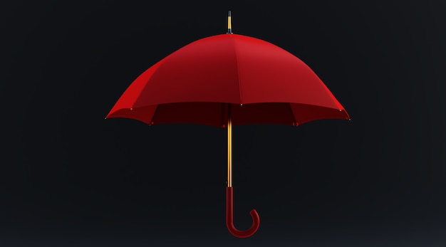 3d render of a red umbrella isolated on black background