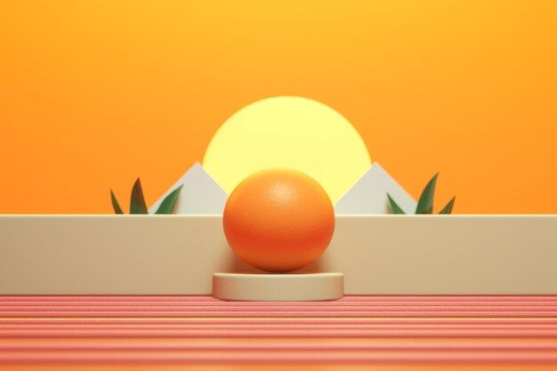 3d render of a retro classic summer background