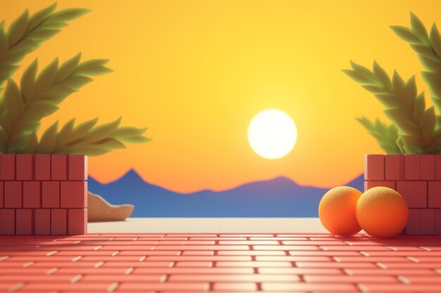 3d render of a retro classic summer background