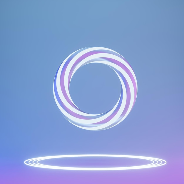 3d render of retro colored glowing torus