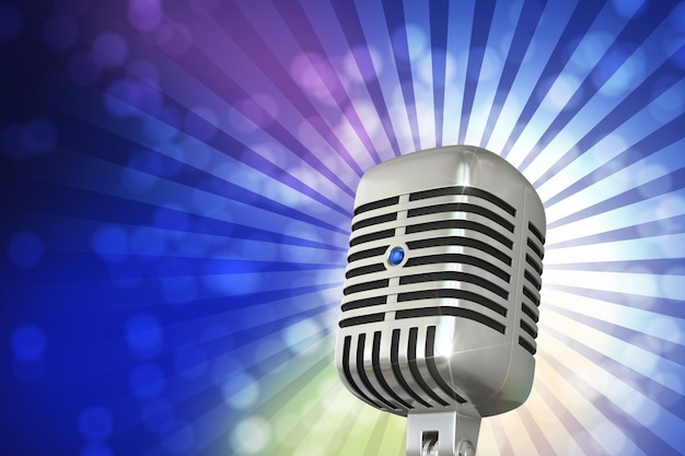 3d Render Retro Microphone metal background