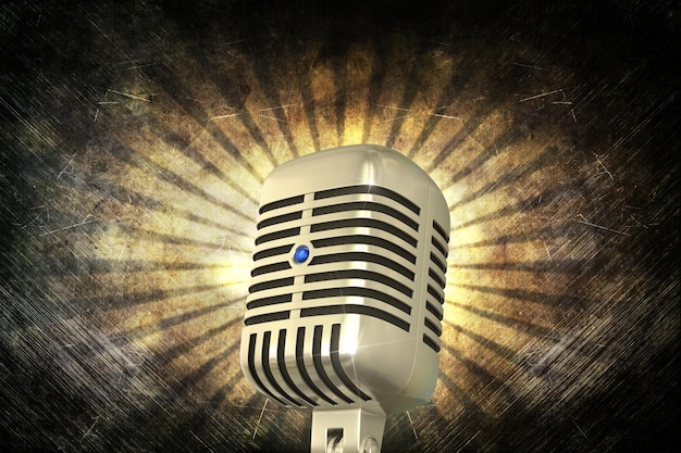 3d Render Retro Microphone metal background