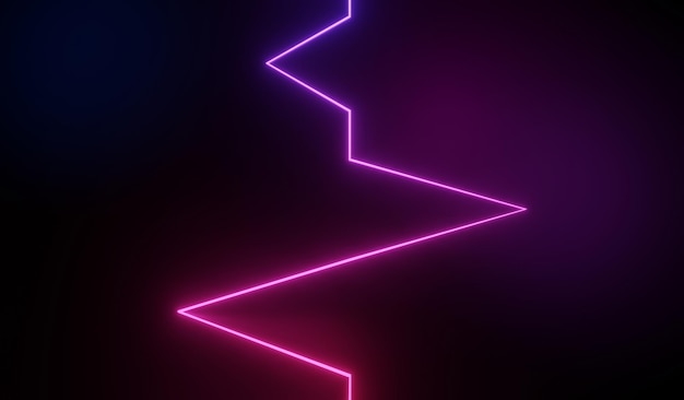 3d render of RGB neon light on darkness background. Abstract Laser lines show at night. Ultraviolet spectrum beam scene for mock up and web banner.