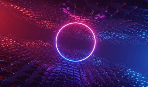 3d render of rgb neon light on darkness background abstract laser lines show at night ultraviolet spectrum beam scene for mock up and web banner