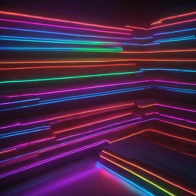 3d render of rgb neon light on darkness background abstract laser lines show at night