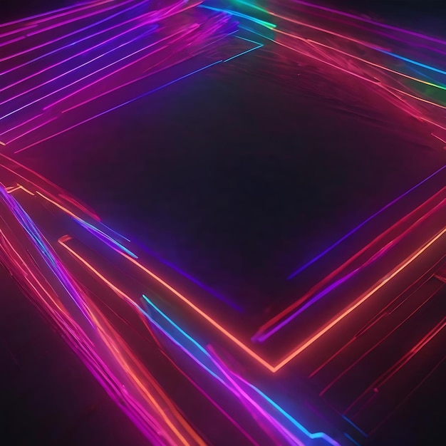 3d render of rgb neon light on darkness background abstract laser lines show at night