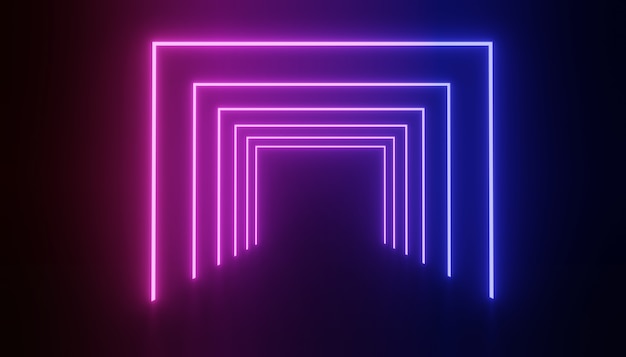 Premium Photo | 3D rendered black podium and neon light background
