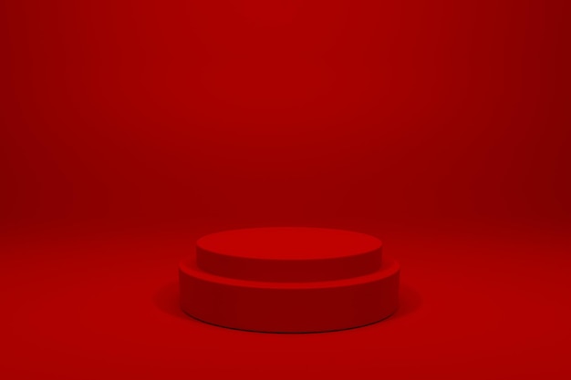 3d render rode kleur leeg podium voor gebruik in de promotie van Chinees nieuwjaar;