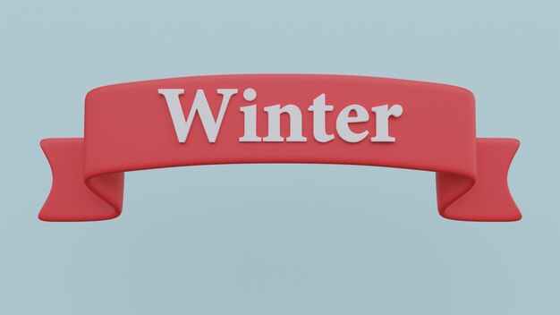 Foto 3d render rood lint met tekst winter